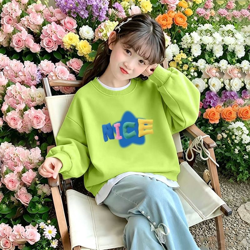2026新款女童纯棉字母卫衣春秋