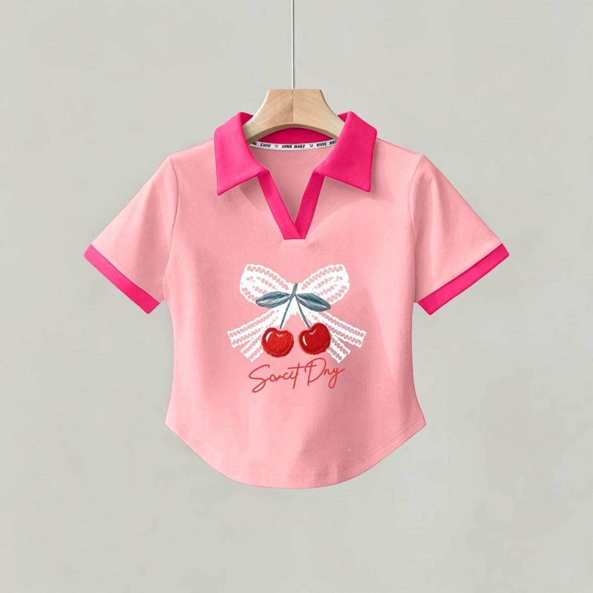 女童纯棉POLO领短袖T恤夏季
