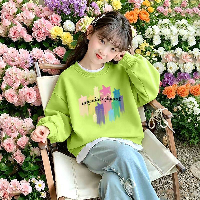 女童春秋韩版假两件百搭卫衣