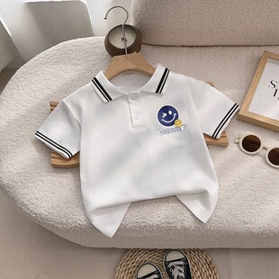 儿童polo衫男童白色纯棉短袖t恤夏季2025新款帅气男宝宝夏装上衣