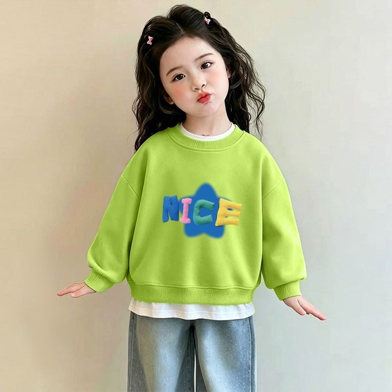 女童100%棉假两件卫衣春秋新款