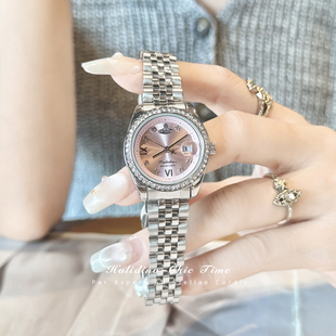 哈利迪诺女士手表女款 女表水钻碎冰粉小号28mm 轻奢小众西太后同款