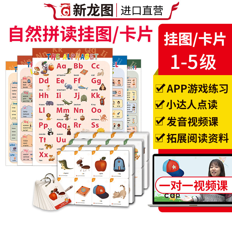 【进口直营】点读版EFL Phonics自然拼读发音规则表牛津教材配套挂图 1-5级别 初级启蒙英语入门字母发音表早教拼读字母识字卡