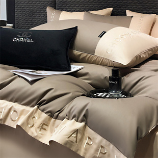 高端轻奢160支全棉四件套纯棉刺绣被套床单床笠亲肤裸睡床上用品4