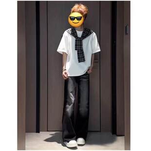 假两件披肩设计感Areasr短袖 上衣服男夏季 穿搭同款 T恤 阿屿170