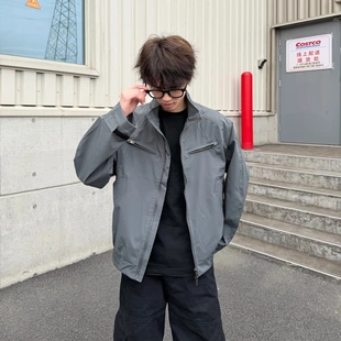 【王零五】2026美式复古风立领短宽版夹克工装外套男女同款百搭潮