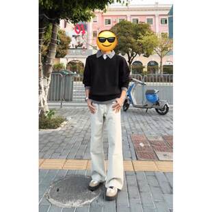 张凌赫何苏叶人夫感穿搭美式复古假两件毛衣男cleanfit针织外套