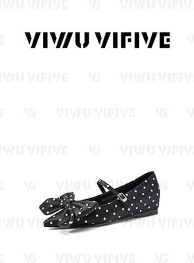 V5 VIWU·VIFIVE「芷汀」尖头单鞋法式波点蝴蝶结内增高玛丽珍鞋