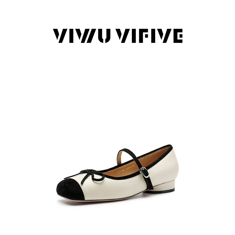 「漫舞」 25秋新款品牌女鞋芭蕾舞鞋拼色小香风甜美真皮软底配裙