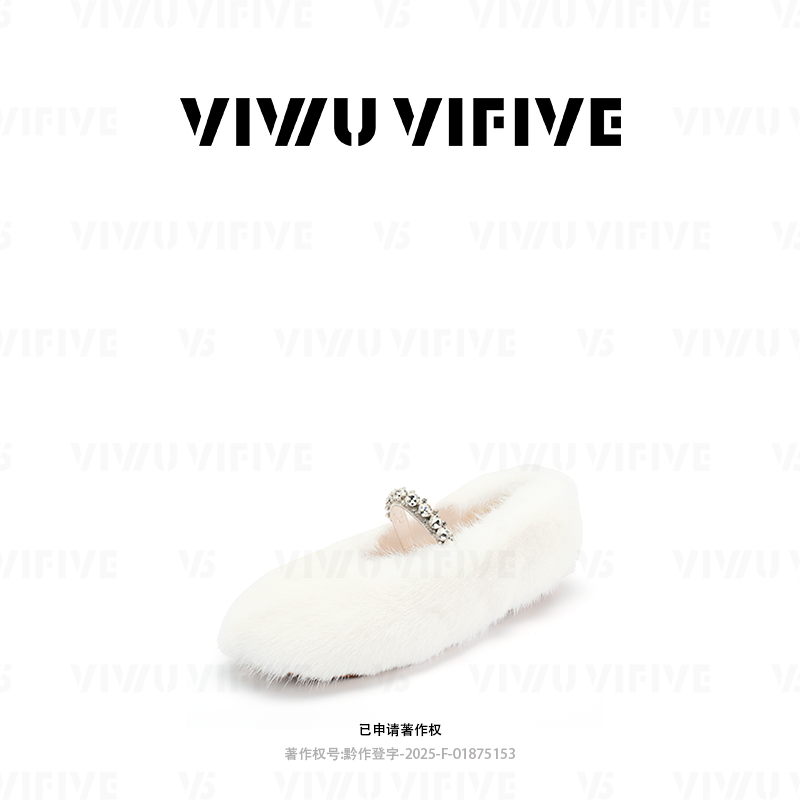 V5 VIWU·VIFIVE「白裘」单鞋芭蕾风水貂毛水钻带圆头玛丽珍鞋子,女鞋,深口单鞋,淘宝优惠券,粉丝福利购,淘宝优惠卷