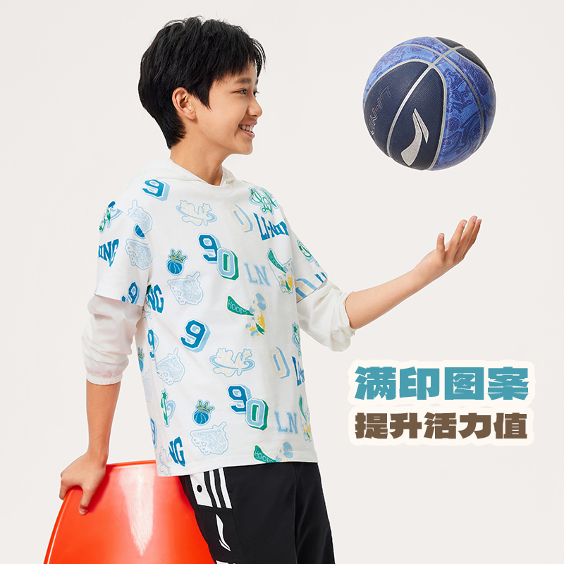 李宁正品男小大童透气短袖
