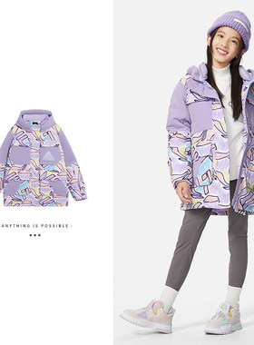 李宁正品新款女童系列舒适时尚宽松户外保暖羽绒服YYMS016
