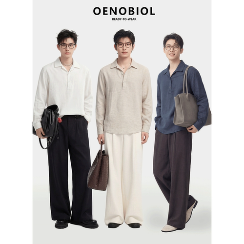 复古松弛感亚麻莱赛尔男衬衫