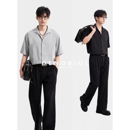 真丝爽滑男士免烫商务短袖衬衫