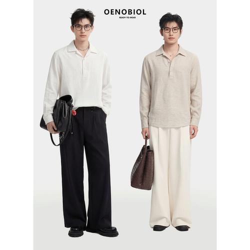 高质量垂感亚麻莱赛尔男士衬衫