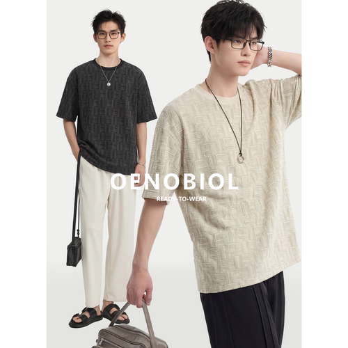 小众肌理感透气短袖T恤男夏季