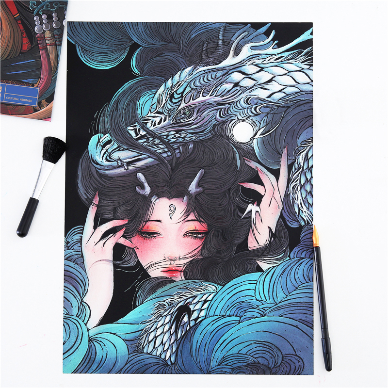 国潮刮刮画diy手工刮画中国风画