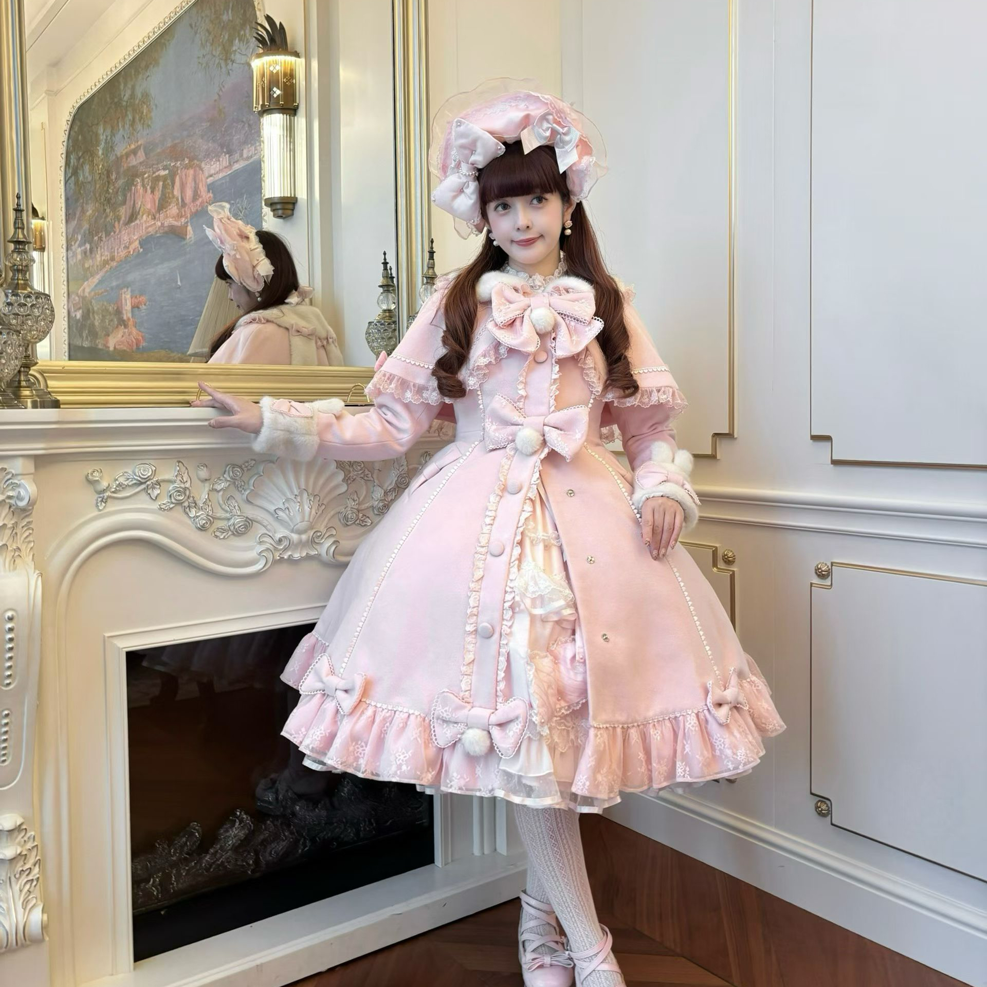 【妮可兔】原创秋冬Lolita甜美风毛呢大衣外套保暖夹棉