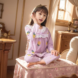 可爱甜美公主风纯亲子家居服套装 睡衣女士春秋新款 春秋季 长袖 韩版