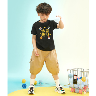 过年红色儿童短袖龙年童装秋冬款2024新款潮新年男童女大童拜年服