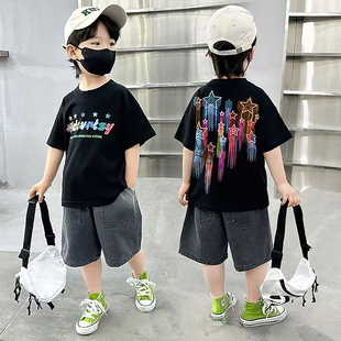 上衣新款 洋气 小童童装 韩版 半袖 男童T恤夏装 夏季 儿童宽松纯棉短袖