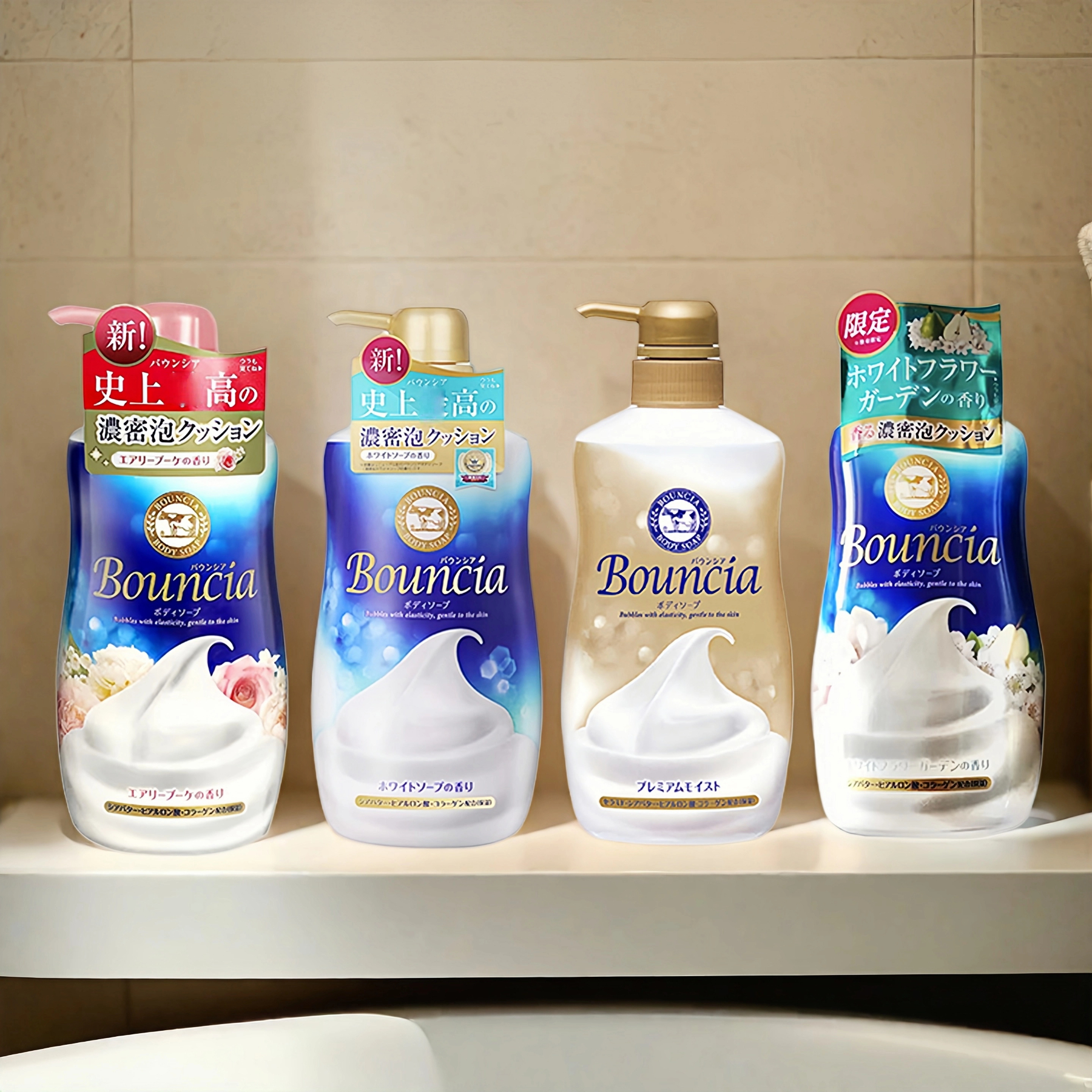 日本COW牛乳石碱浓密泡沫沐浴露保湿滋润持久留香玫瑰花香替换装