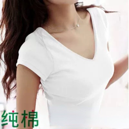 纯棉白色短袖t恤女夏装韩版修身打底衫紧身棉质黑色体恤学生上衣