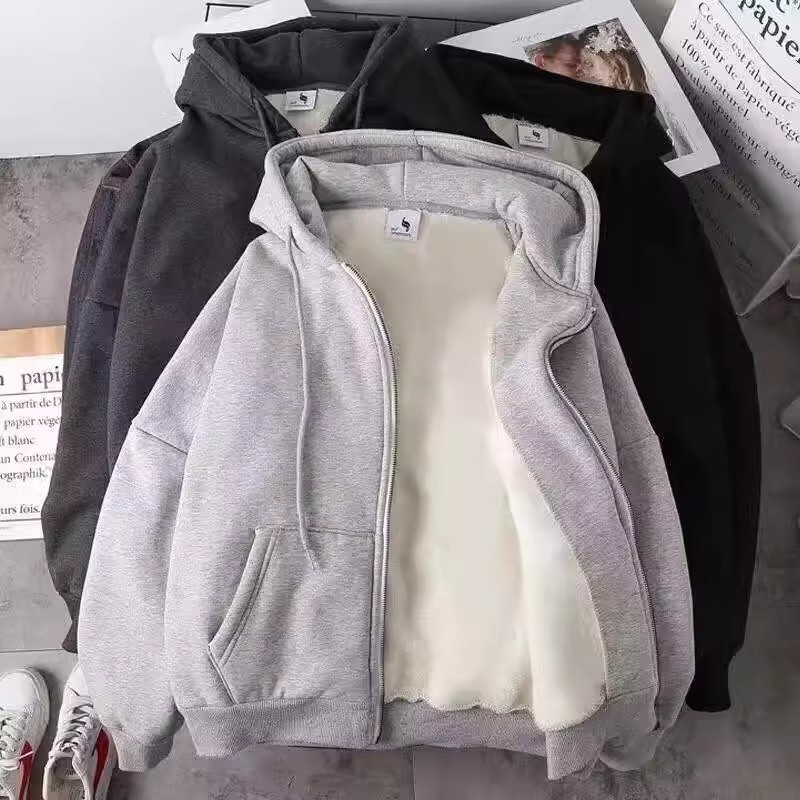 秋冬加绒男装干活穿的工作服耐脏耐磨连帽开衫卫衣上班工地建筑工