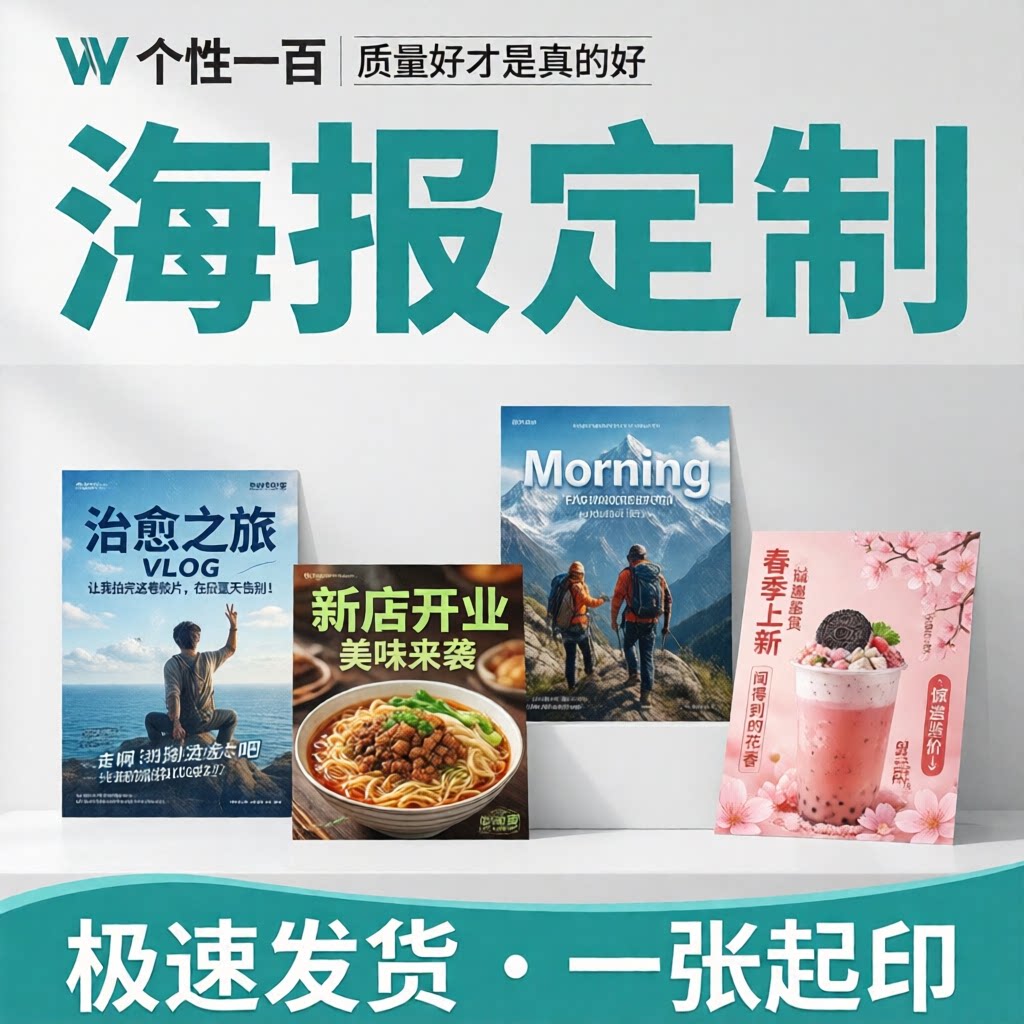 海报招聘宣传背胶定制印刷写真喷绘PP纸油画布车贴墙贴广告展架