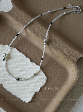 原创小众灰色珍珠锁骨链项链女