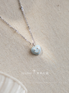 高级感项链薄荷蓝色笑脸