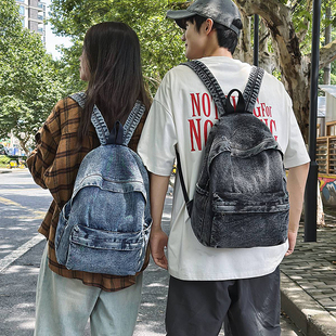 红鹮鸟简约双肩包男复古日系ins学生上课书包韩系轻便休闲背包