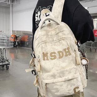 印花熊书包女男初中生高中小学生大学生高颜值轻便大容量双肩背包