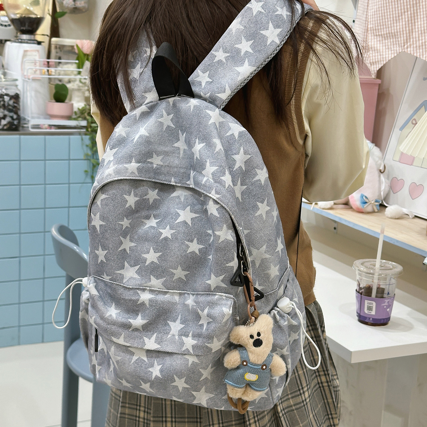 红鹮鸟通勤星星女双肩书包