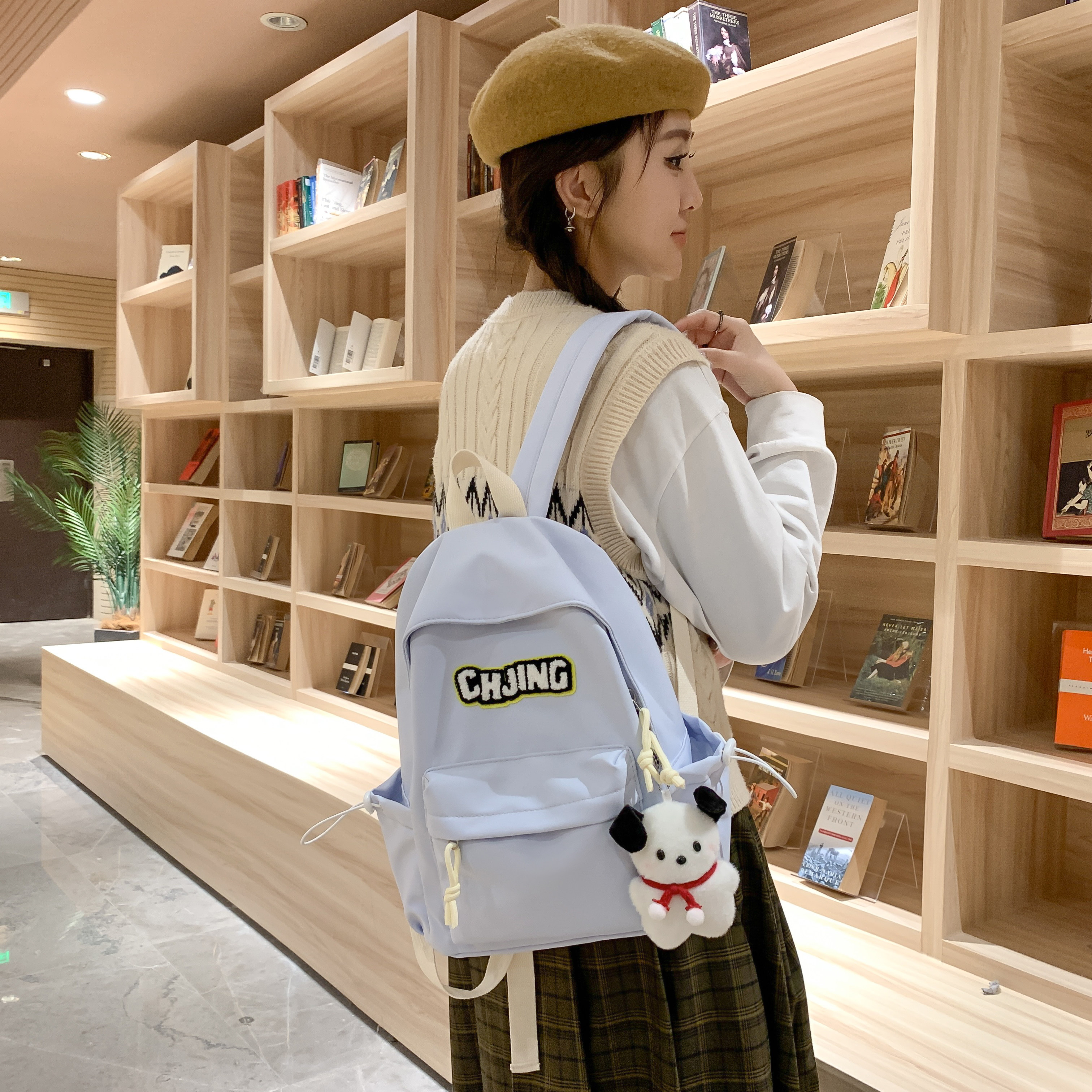 红鹮鸟书包女韩系ins复古百搭慵懒风初高中尼龙背包简约百搭校园