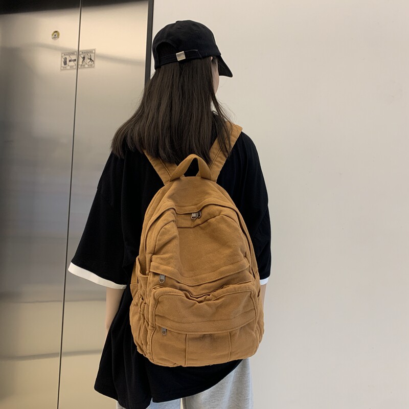 红鹮鸟小众复古简约通勤双肩包女