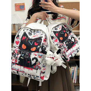 书包初中女生大容量稀奇古怪的双肩包涂鸦个性街头潮流双肩包男女
