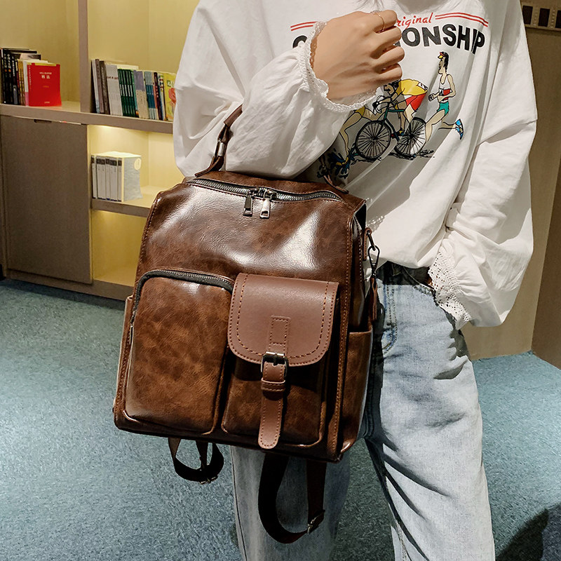 红鹮鸟英伦复古大容量女双肩包