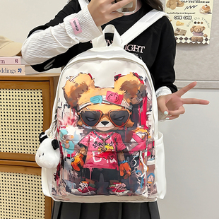 双肩包ins涂鸦漫画书包男生初中生大学生背包男女时尚潮流高中生