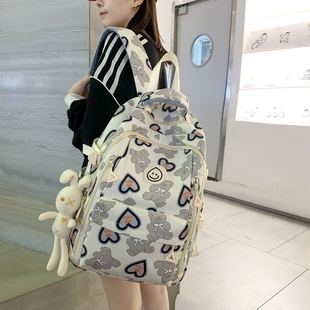 初中生书包女生高颜值ins风日系小学生高中大学生小熊双肩包背包