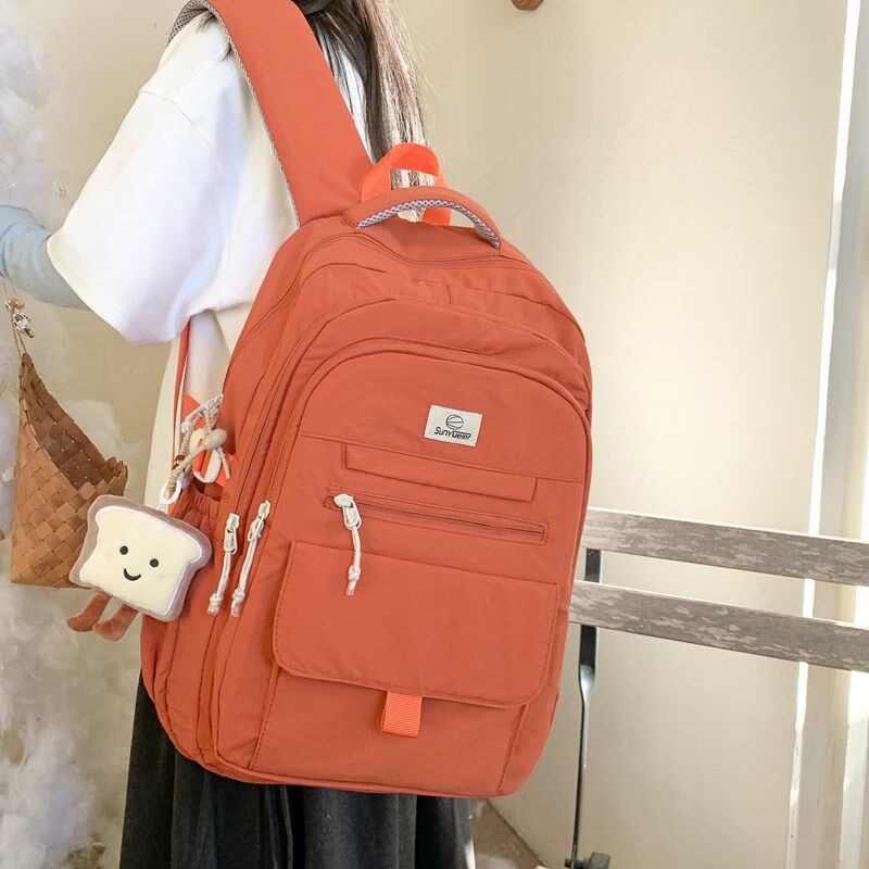 简约百搭书包女学院风初中女生高中学生党双肩包大容量电脑背包男