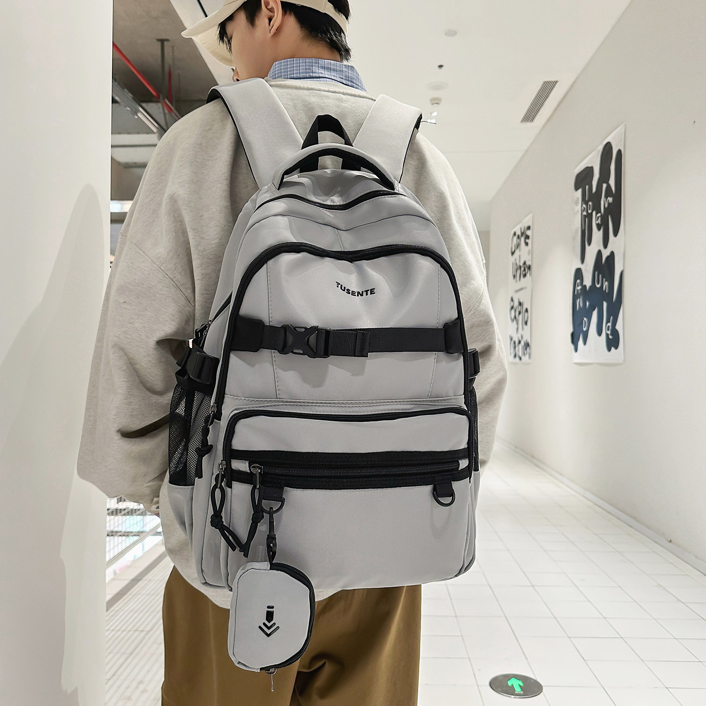红鹮鸟日系复古大容量电脑双肩包