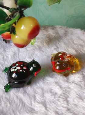 非物质文化遗产传承纯手工北京料器老琉璃招财蟾蜍青蛙桌面小摆件