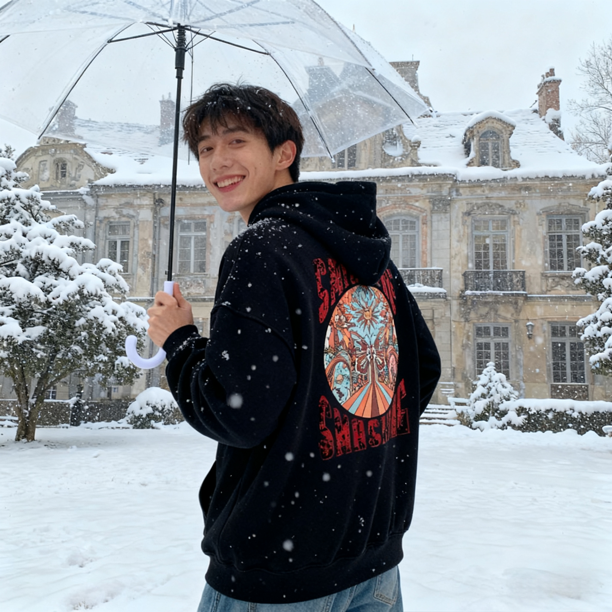 加绒卫衣男款青少年连帽加厚