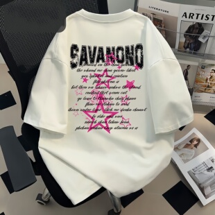 短袖男款2026新款纯棉美式街头英文印花T恤ins高级感痞帅百搭上衣