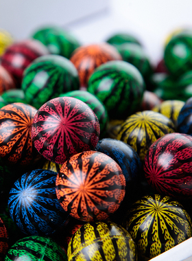 32号西瓜弹力球扭蛋机玩具球儿童弹弹球实心跳跳球彩色绿色橡胶球