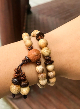 天然龙血金丝竹佛珠手串海南野生老料实心凤眼菩提子男女手链p119