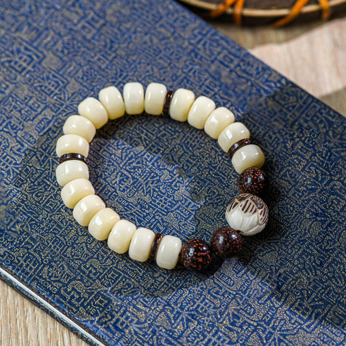 天然菩提根原籽莲花手串藏式桶