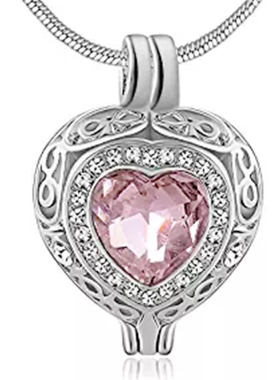 粉色心形骨灰盒精油瓶吊坠定制