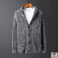 Luo Nie 2019 mùa thu mới áo len màu rắn nam thoải mái áo len nam len [không nhầm lẫn chim] - Cardigan quần áo nam